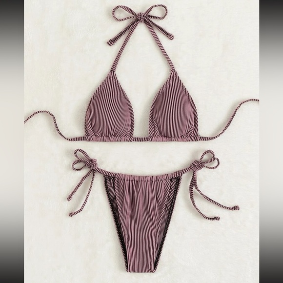 Purple mauve ribbed shein bikini tie large - Picture 2 of 8
